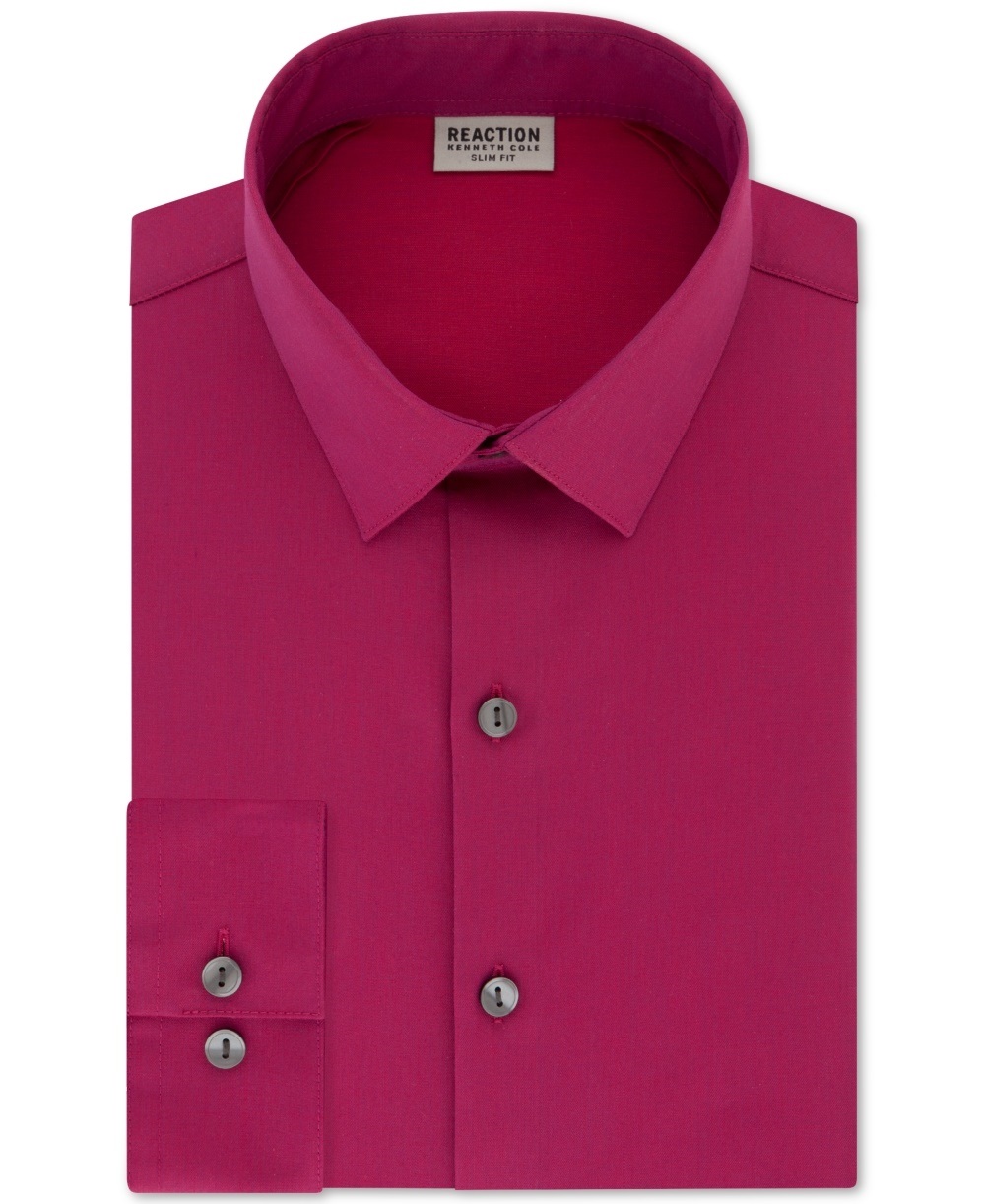 Kenneth Cole Reaction Men's Slim Fit Dress Shirt Pink Size 16.5X32X33