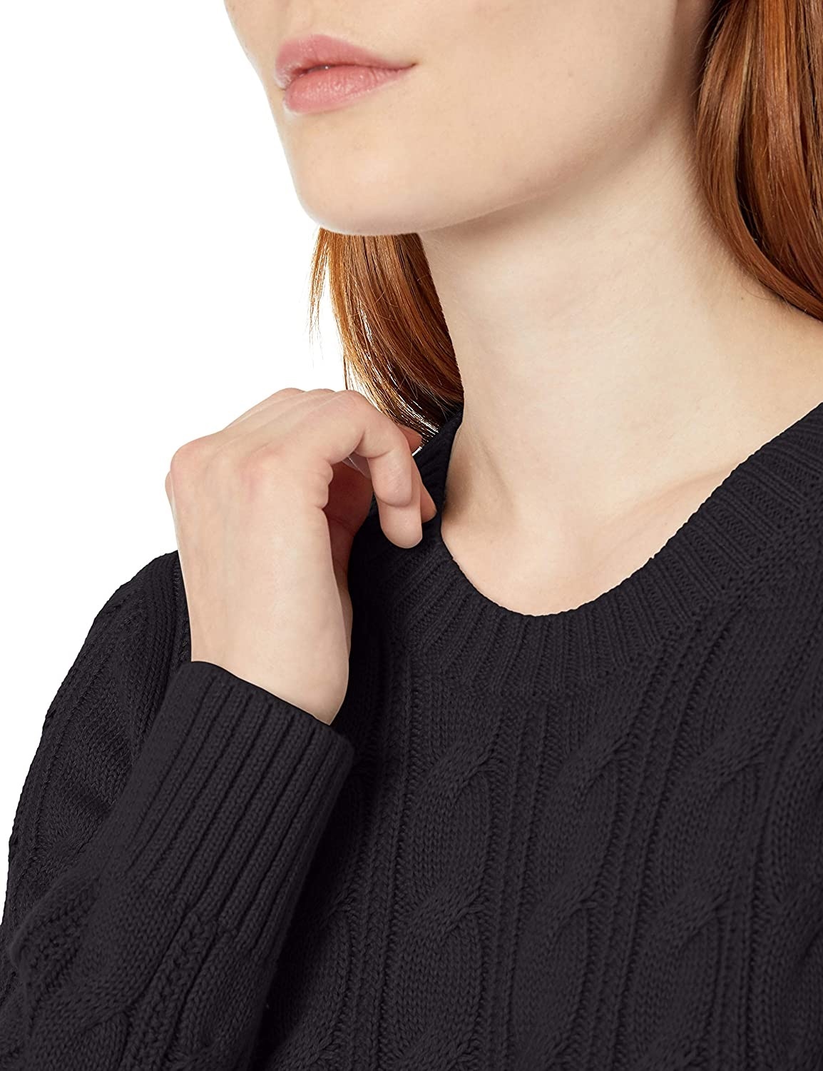 Karen Scott Women's Cable Knit Crewneck Sweater Black Size X-Small