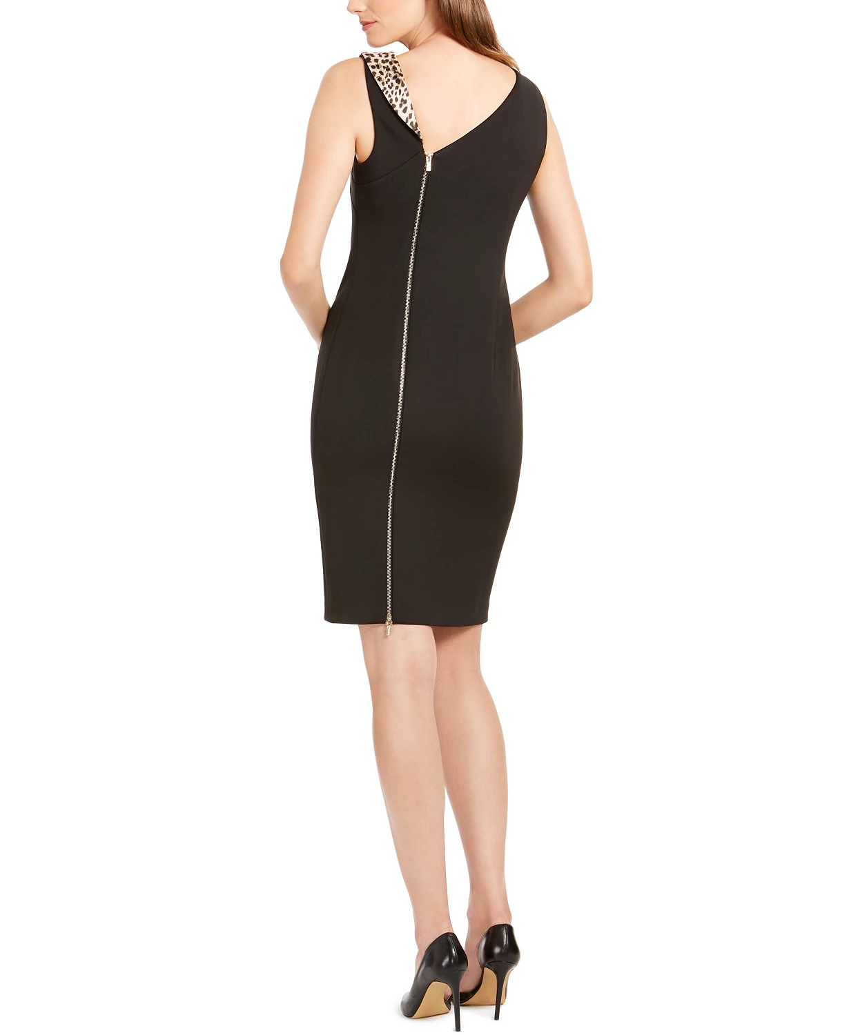 Calvin Klein Women's Animal-Trim Dress Black Size 14