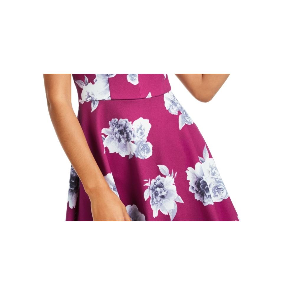 City Studios Junior's Off The Shoulder Floral Print Dress Purple Size 7