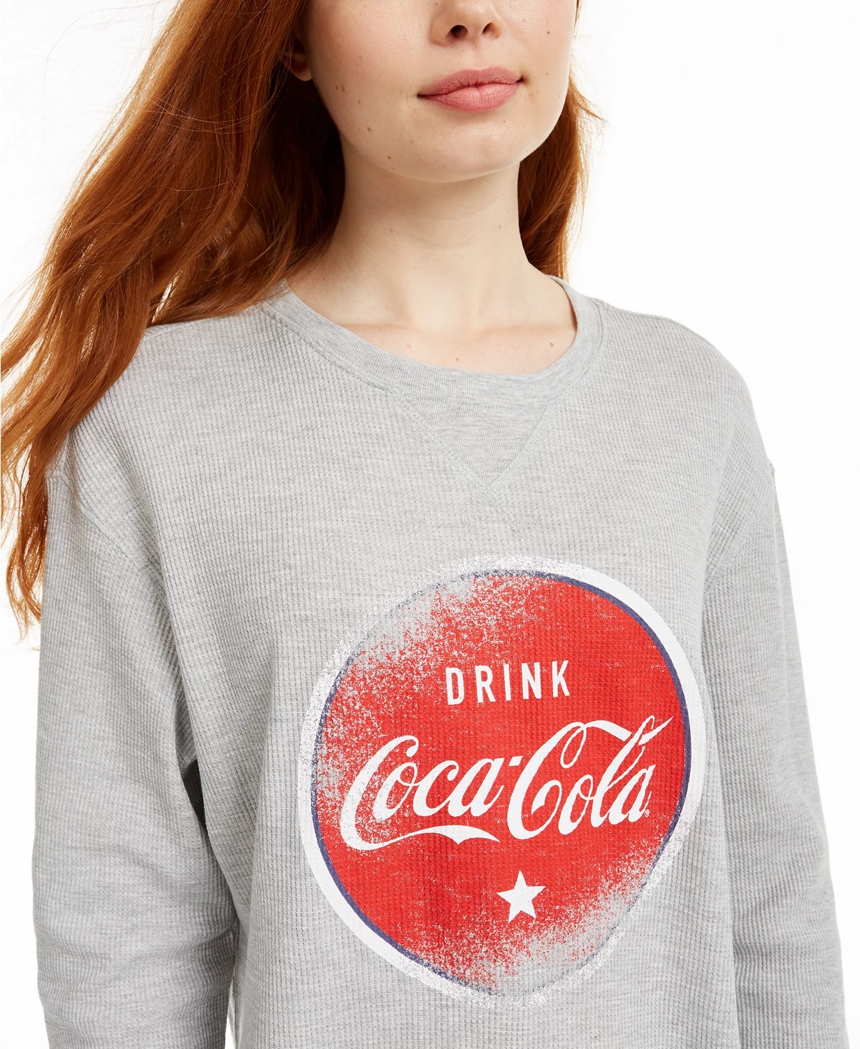 Love Tribe Juniors' Coca-Cola Graphic-Print Thermal Top Med Gray Size XL