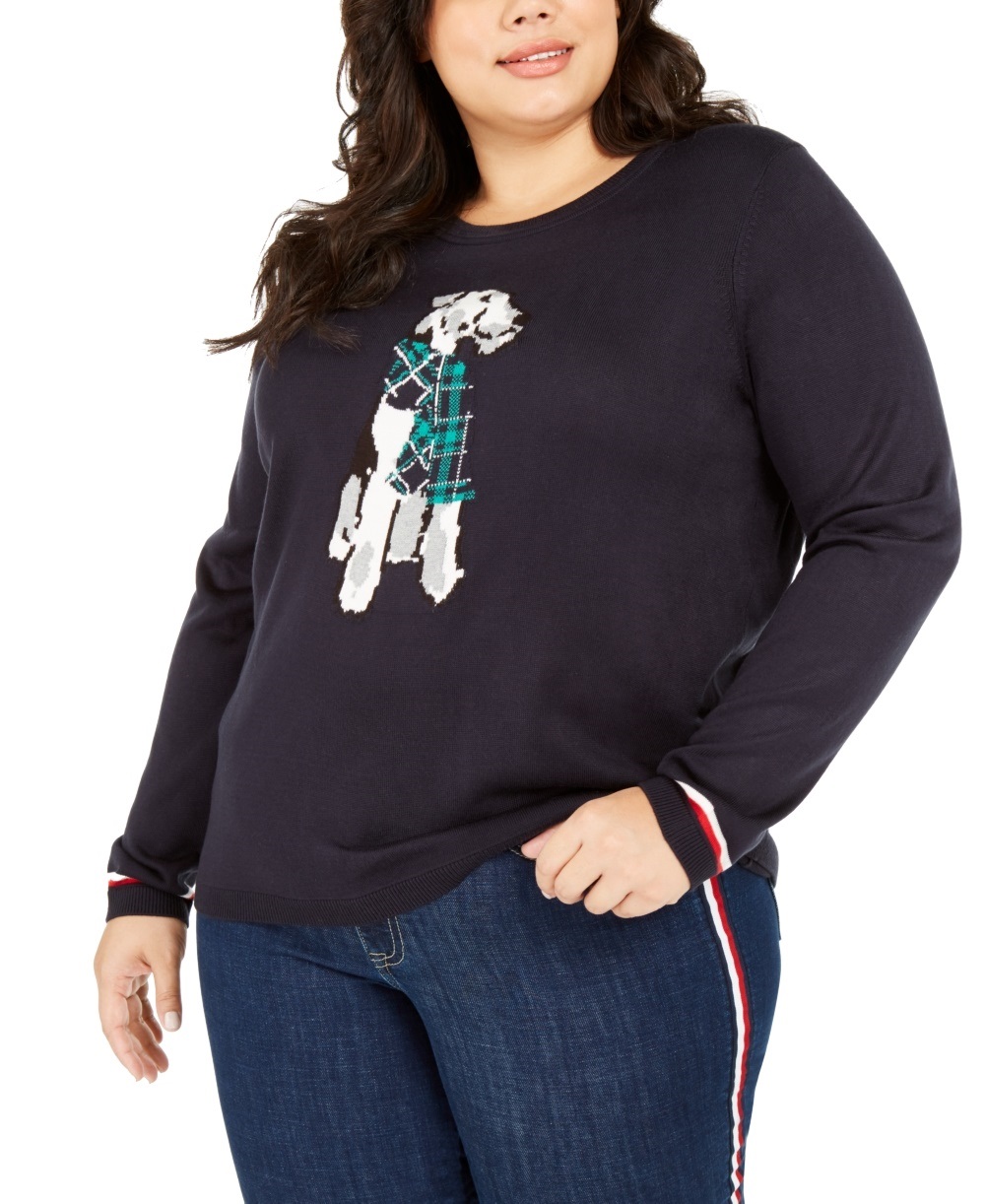 monteren hek Uitschakelen Tommy Hilfiger Women's Plus Size Knit Dog Graphic Sweater Blue Size 3X