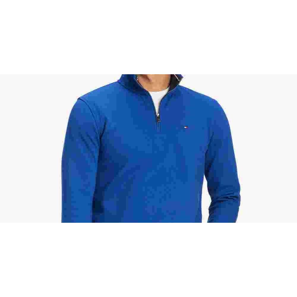 Tommy Hilfiger Men's Quarter-Zip Sweater  Bright Blue Size Small
