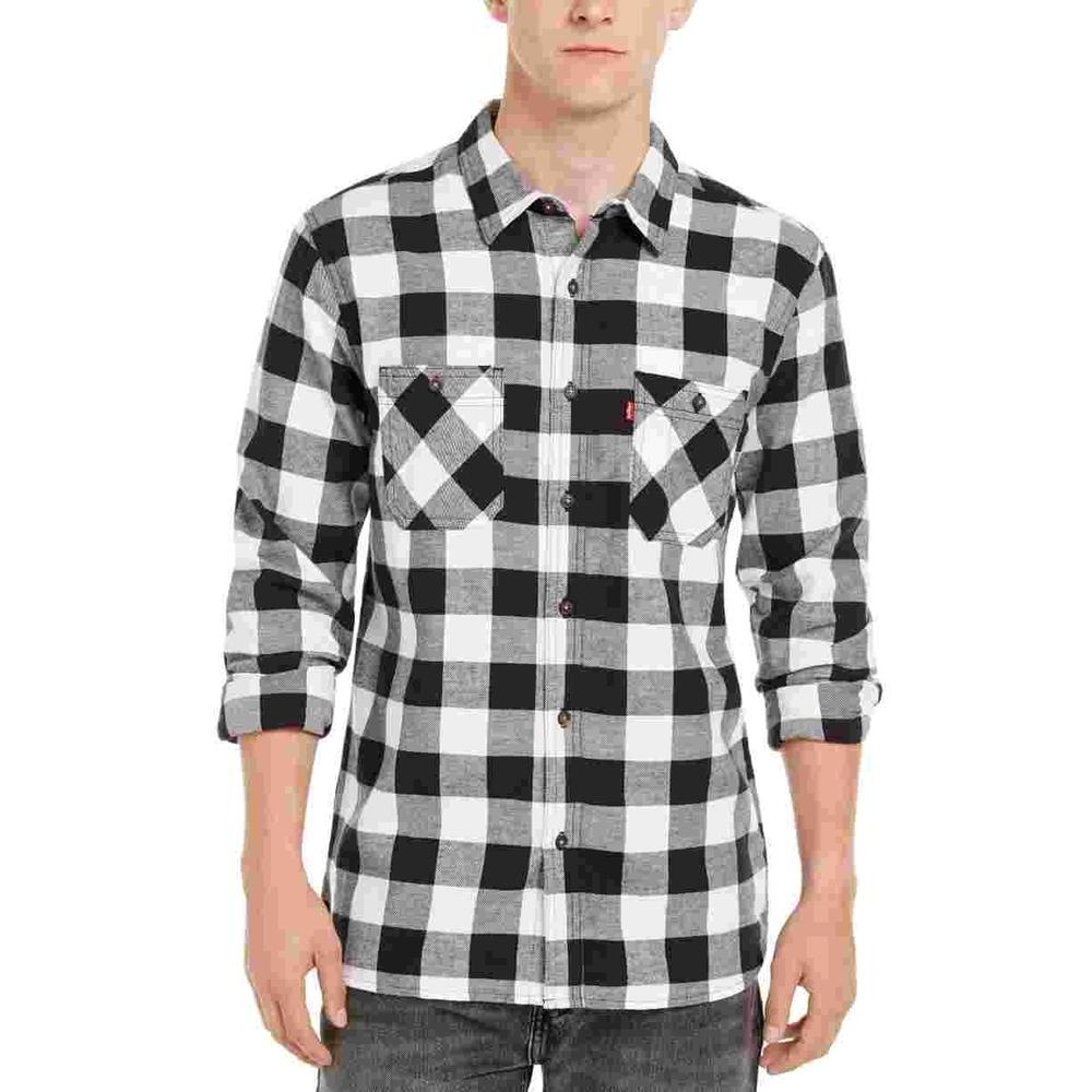 Levi's Men's Buffalo Plaid Flannel Shirt White Size XX-Large