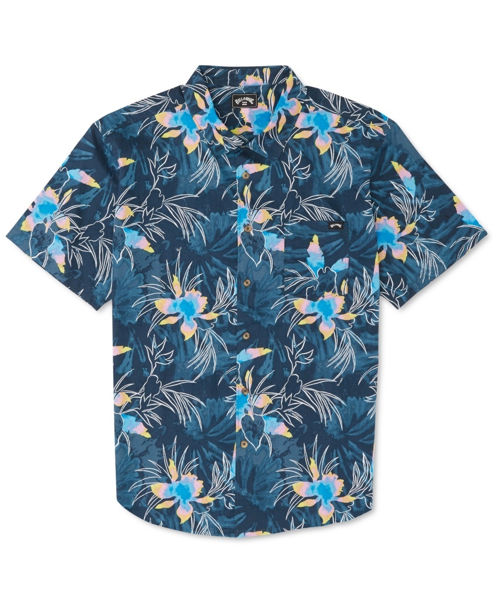 Billabong Men's Sundays Tropical-Print Shirt Blue Size XX-Large