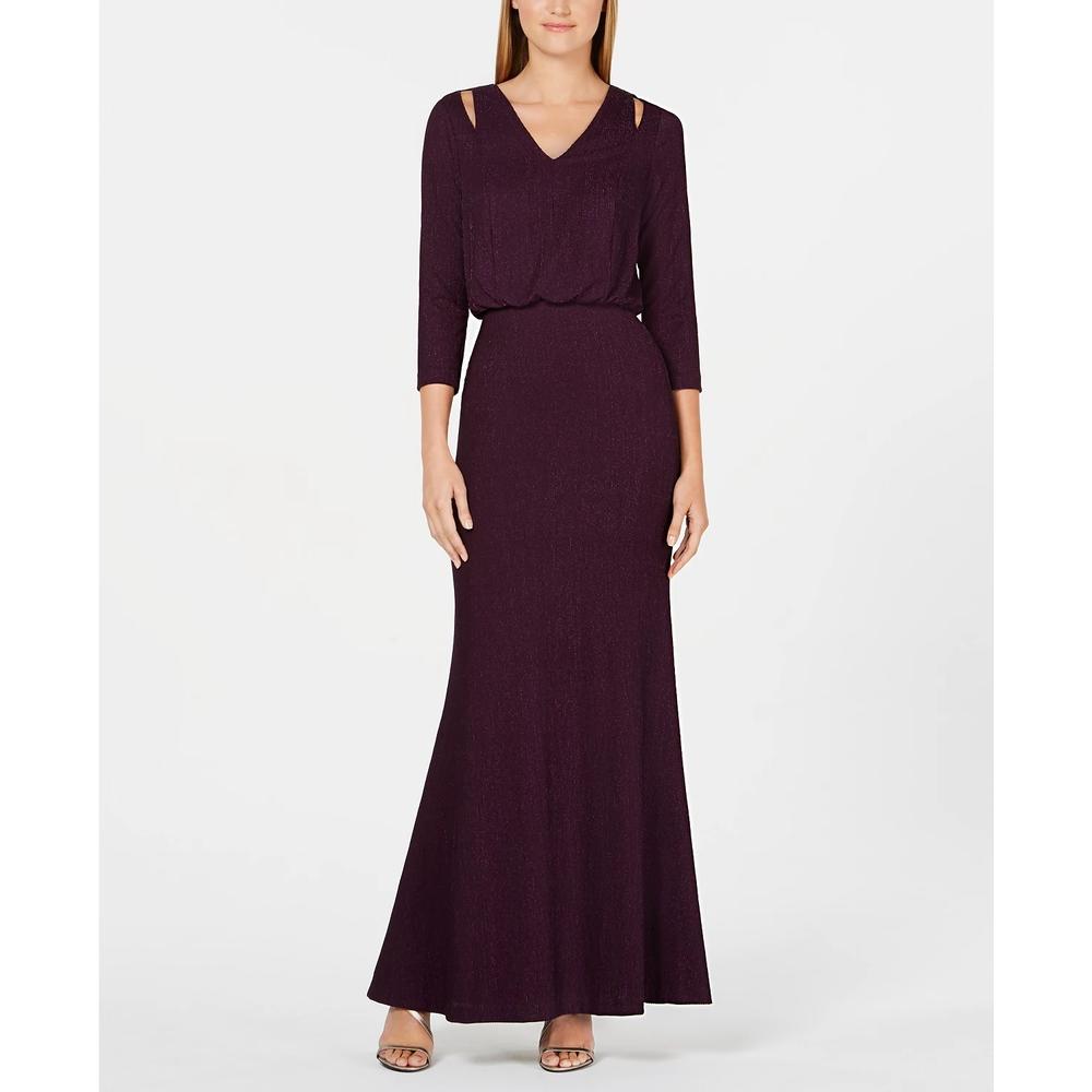 Calvin Klein Women's Split-Shoulder Gown Purple Size 4