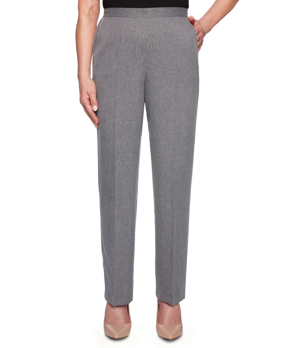 Alfred Dunner Women's Boardroom Mini Texture Pants Gray Size 6P