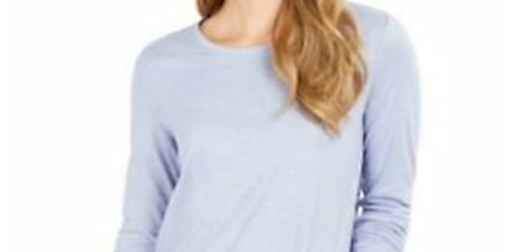 Style & Co Women's Speckled Shimmer Top Blue Size Small