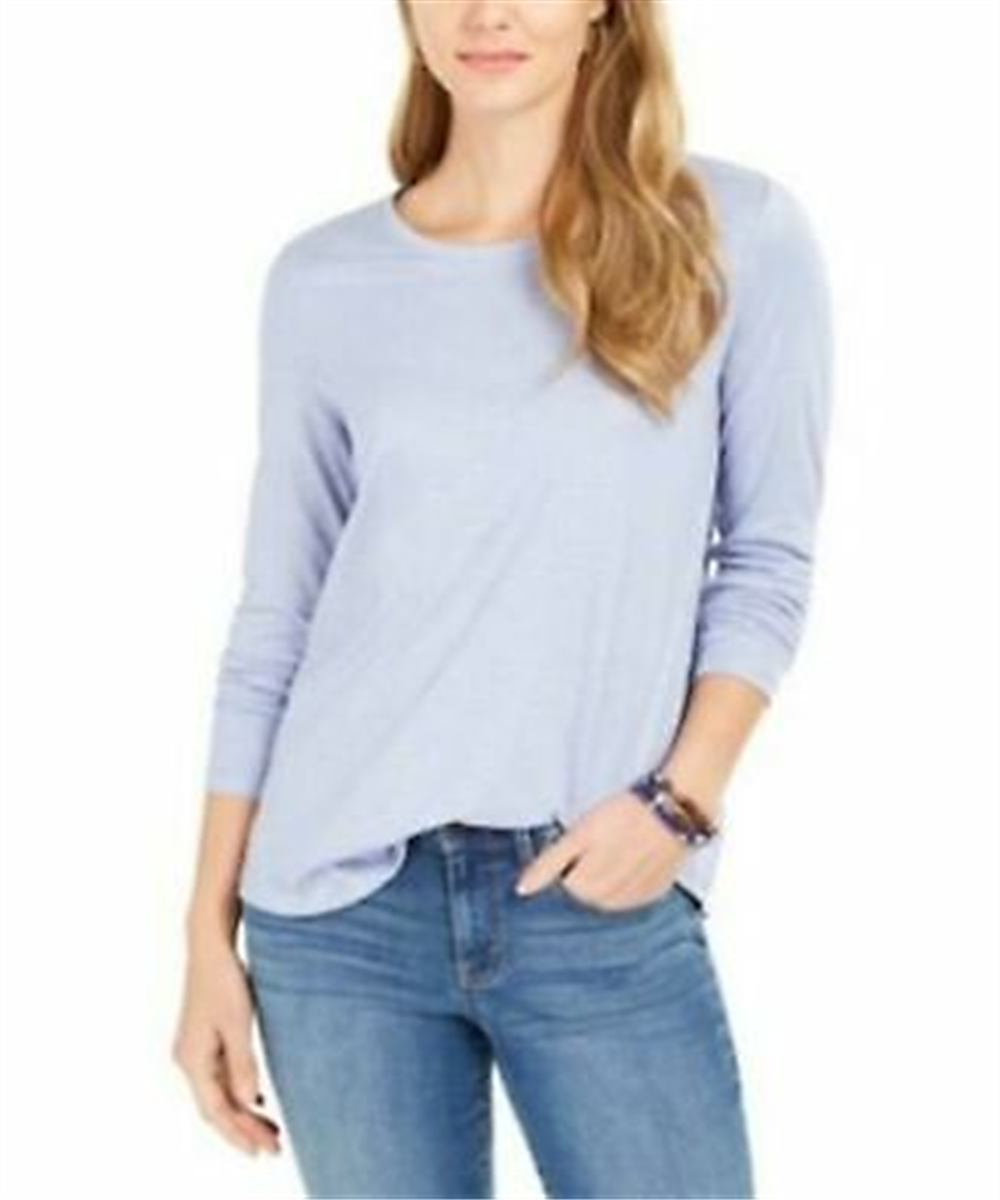 Style & Co Women's Speckled Shimmer Top Blue Size Small