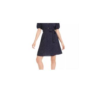 Monteau Women's Petite Printed Puff-Sleeve Dress Blue Size Petite X-Large Monteau Women's Petite Printed Puff-Sleeve Dress Blue Size Petite X-Large