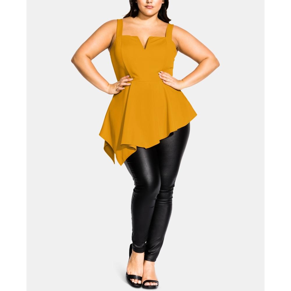 City Chic Women's Trendy Plus Size Peplum Top Yellow XS/14