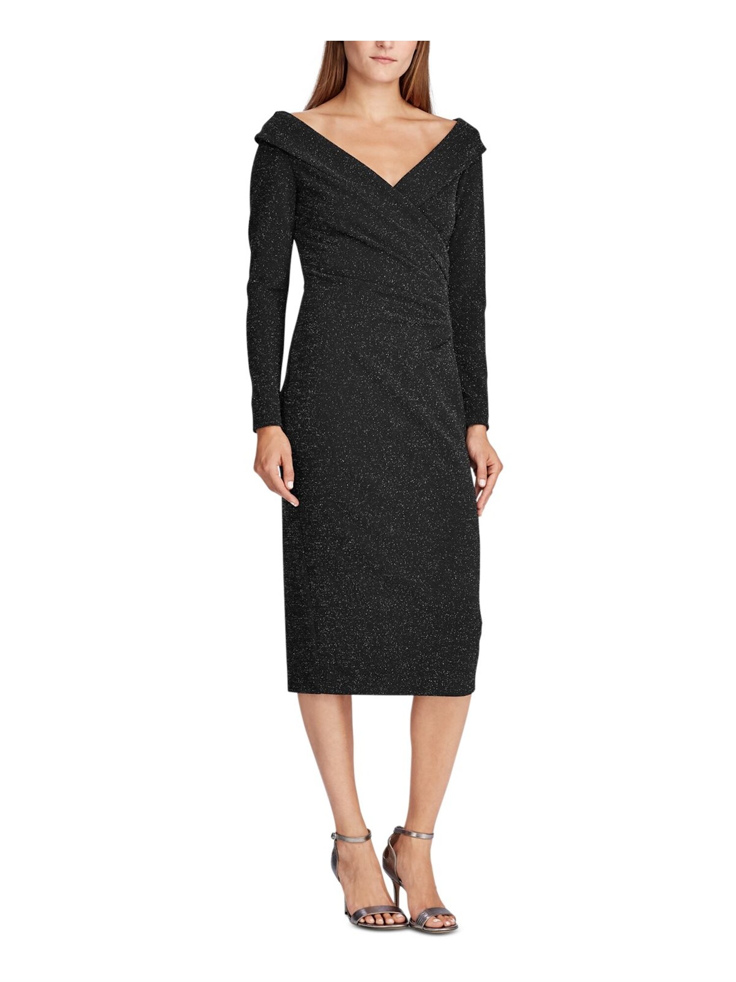 Ralph Lauren Women's 3/4 Sleeve Evening Dress Black Size 4 Petite