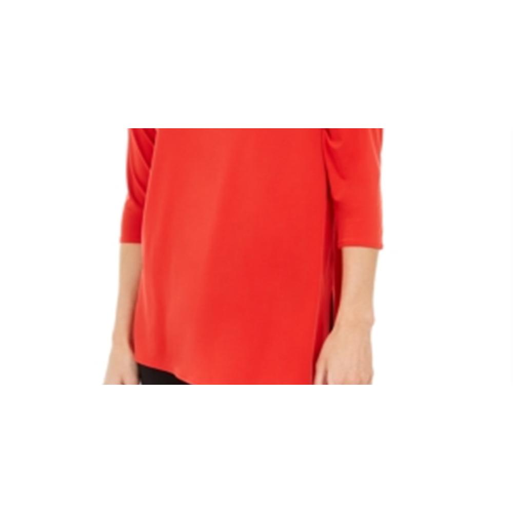 Alfani Women's Cold Shoulder Asymmetrical Top Red Size XX-Large