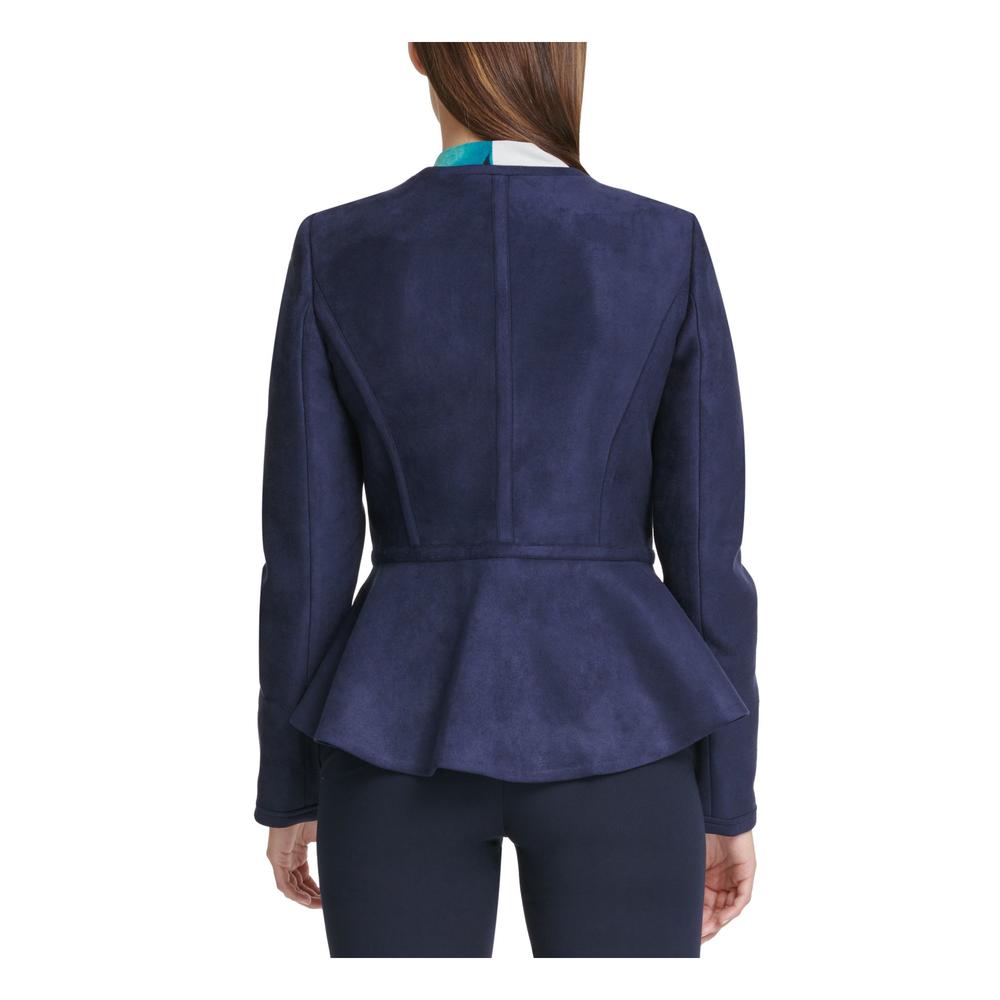 DKNY Women's Peplum Zip up Jacket Blue Size 2 Petite