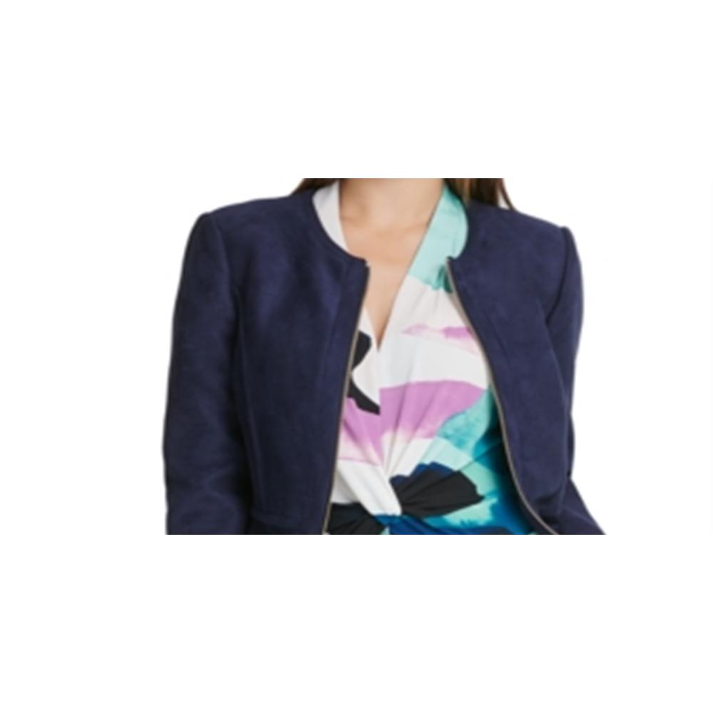 DKNY Women's Peplum Zip up Jacket Blue Size 2 Petite
