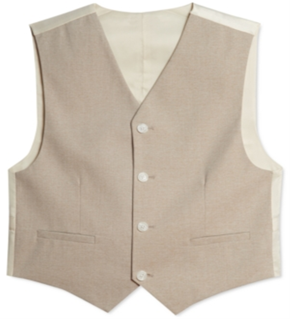 Calvin Klein Big Boy's Stretch SPinstripe Heather Suit Vest Brown Size 8