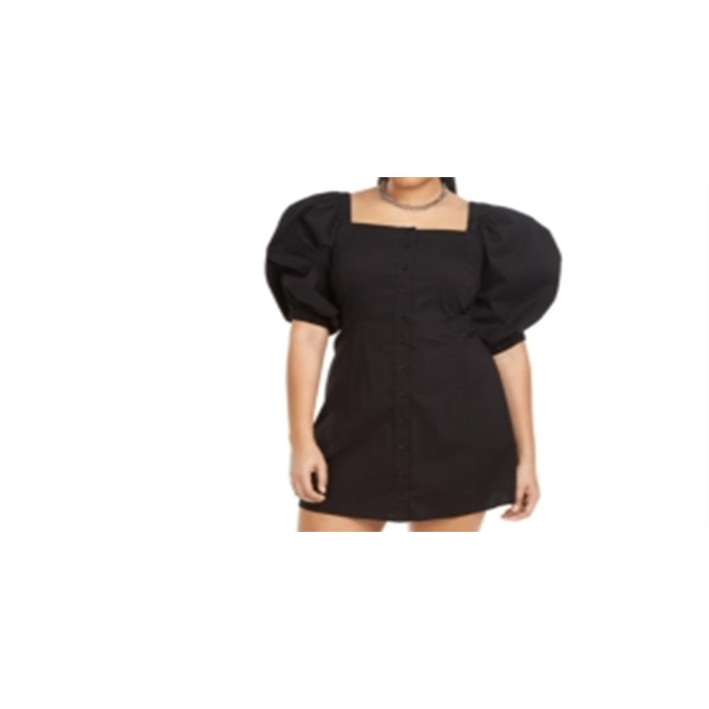 Danielle Bernstein Women's Plus Puff Sleeve Short Black Size 20W