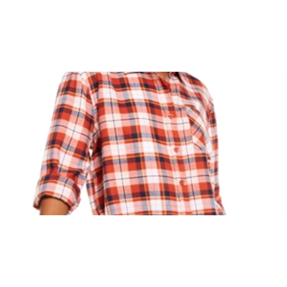 Ultra Flirt Junior's Plaid Flannel Shirt Red Size Large