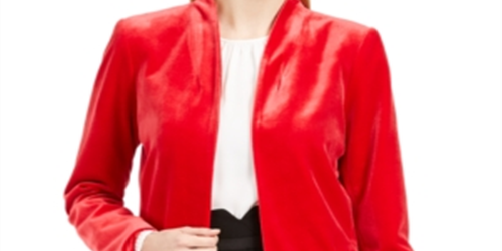 Calvin Klein Women's Long Velvet Blazer Red Size 2