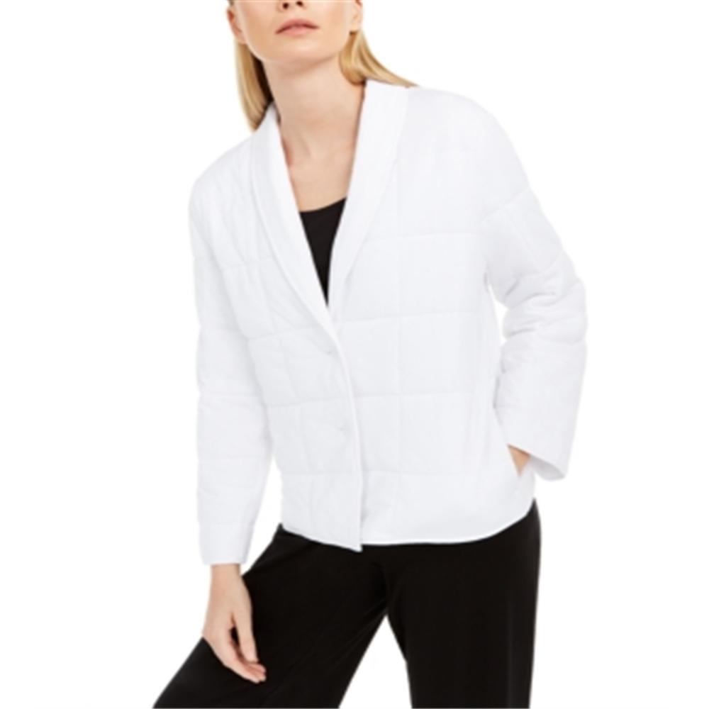 Eileen Fisher Women's Shawl Collar Quilted Jacket White Size XX-Small