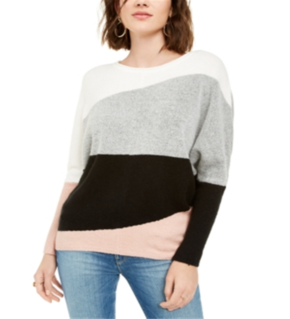 BCX Junior's Colorblocked Sweater Gray Multi  Size X-Large