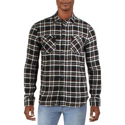 Levi's Men's Stoney Flannel Plaid Button Down Shirt Black Plaids Size Small