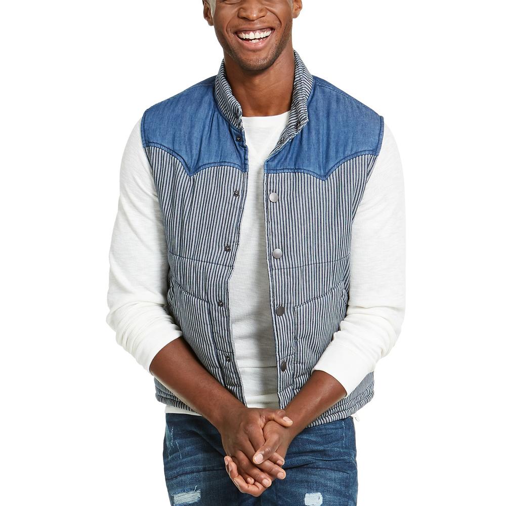 American Rag Men's Quilted Colorblocked Vest Blue Size Extra Large