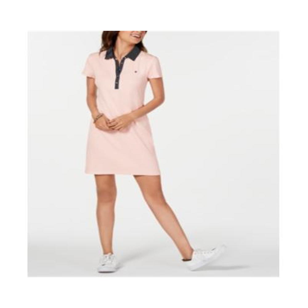 Nauwkeurigheid Strak kroeg Tommy Hilfiger Women's Casual Dot Collar Polo Dress Pink Size Large
