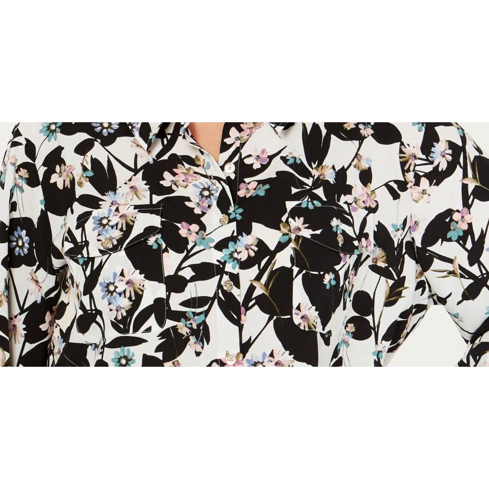 Tommy Hilfiger Women's Plus Floral Print Utility Shirt White Size 3X