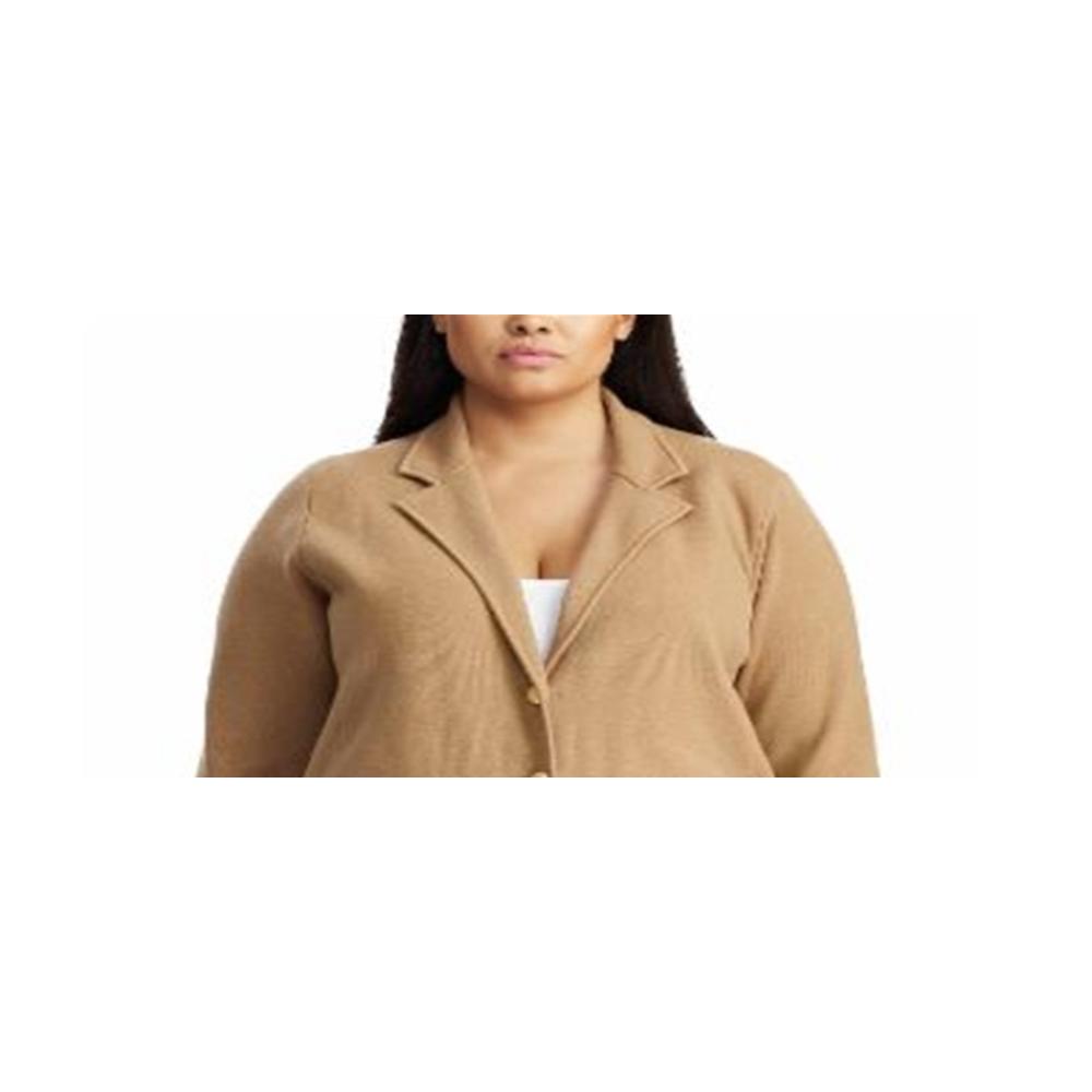 Ralph Lauren Women's Plus Sweater Knit Blazer Brown Size 1X