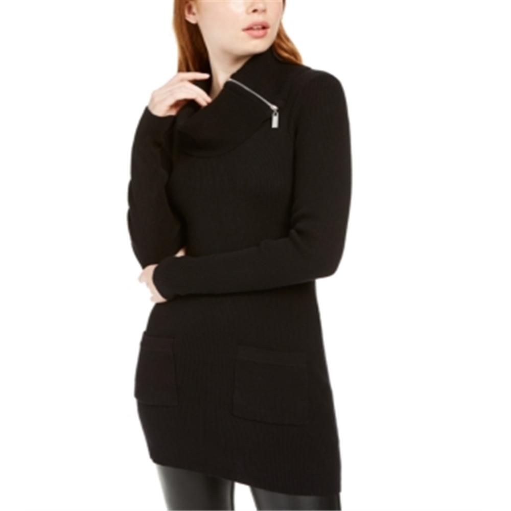BCX Junior's Cowlneck Sweater Dress Black Size Large