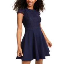 City Studios Juniors' Lace-Top Dress Blue Size 0