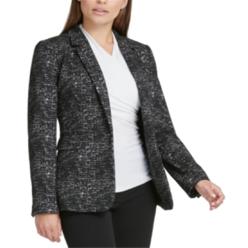 DKNY Women's Speckle Blazer Wear to Work Jacket Black Size 14