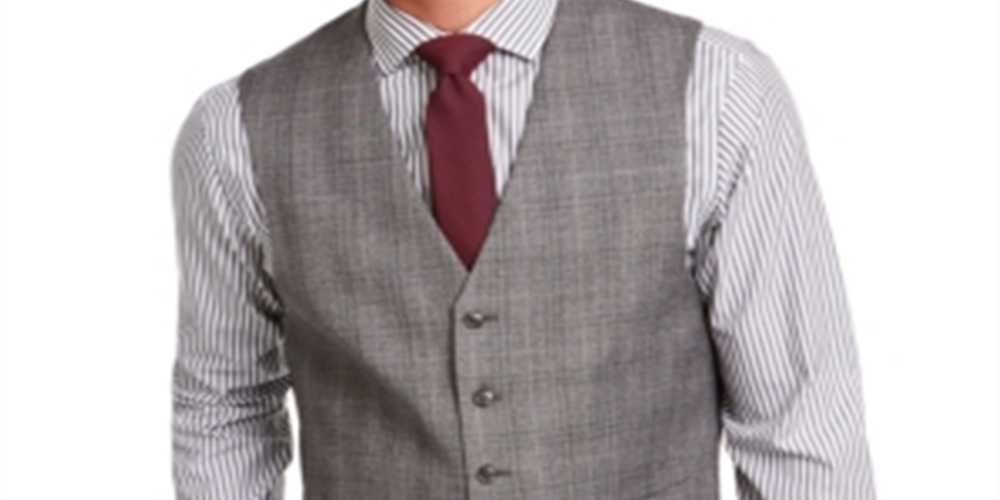 Tommy Hilfiger Men's Plaid Suit Separate Vest Gray Size XX-Large