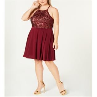 Morgan & Co MORGAN & CO Women's Sleeveless Halter Dress Burgundy Size 16W Morgan & Co MORGAN & CO Women's Sleeveless Halter Dress Burgundy Size 16W