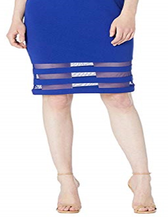 Calvin Klein Women's Illusion Trim Sheath Dress Blue Size 14