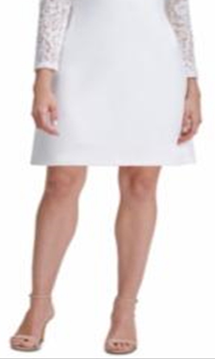 Tommy Hilfiger Women's Lace Sleeve a Line Dress White Size 14