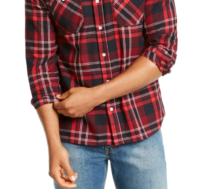 Levi's Men's Dual Pocket Plaid Flannel Shirt Aqua Size Small