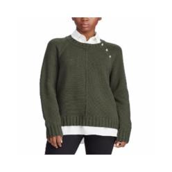 Ralph Lauren Women's Layered Cotton Blend Sweater Green Size Small