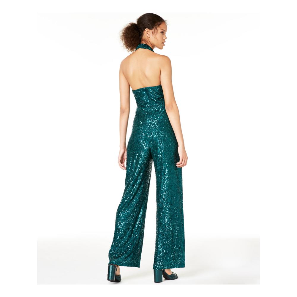Jump Juniors' Sequined Jumpsuit Emerald Size Small