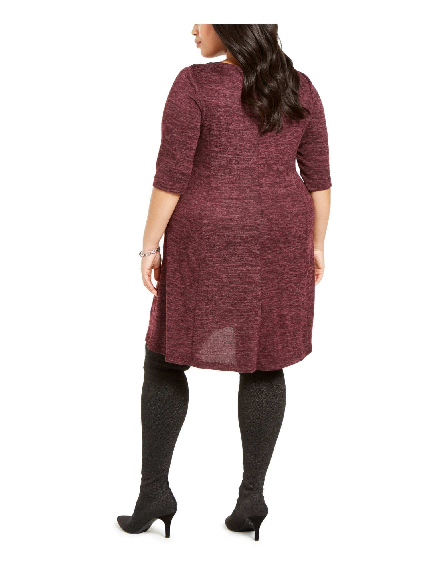 Connected Apparel CONNECTED Women's Burgundy 3/4 Sleeve Evening Dress Purple Size 18W