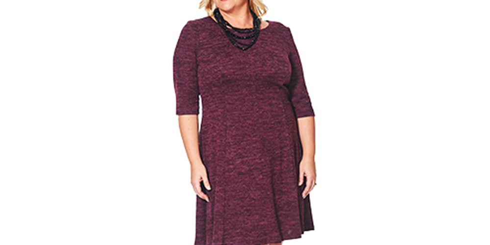 Connected Apparel CONNECTED Women's Burgundy 3/4 Sleeve Evening Dress Purple Size 18W