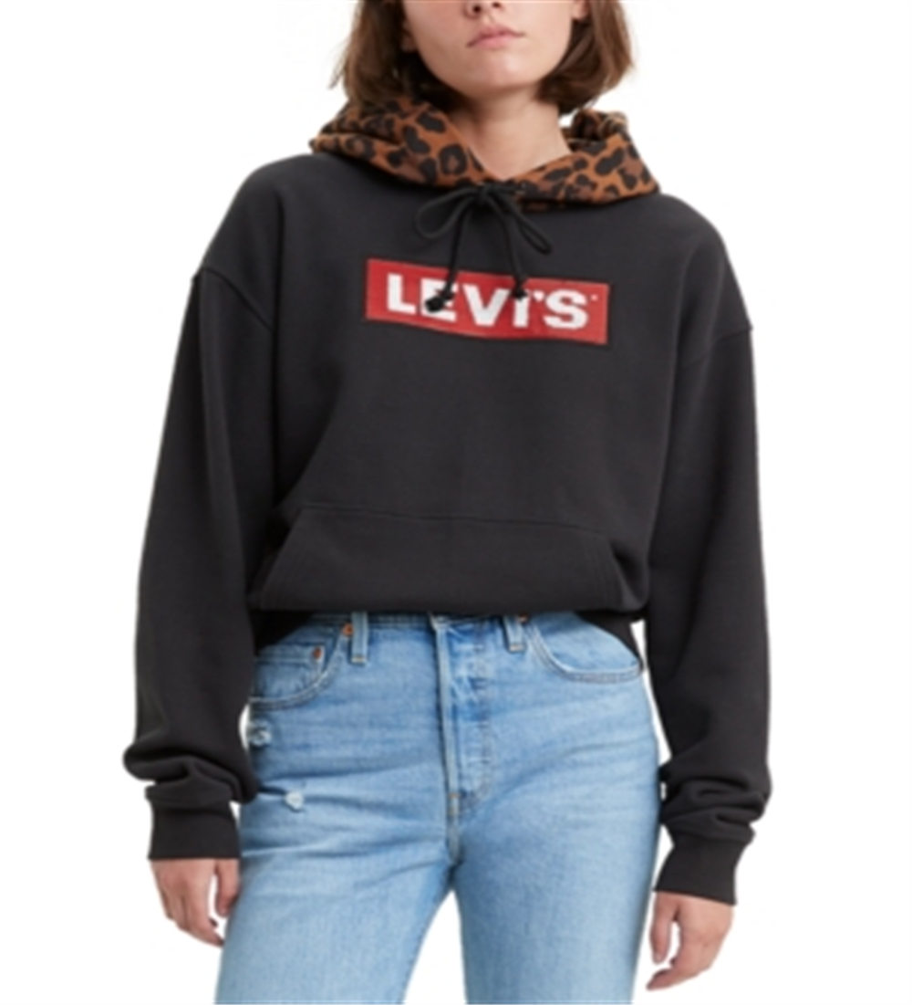 Levi's Women's Unbasic Cotton Graphic Sport Hoodie Black Size X-Large