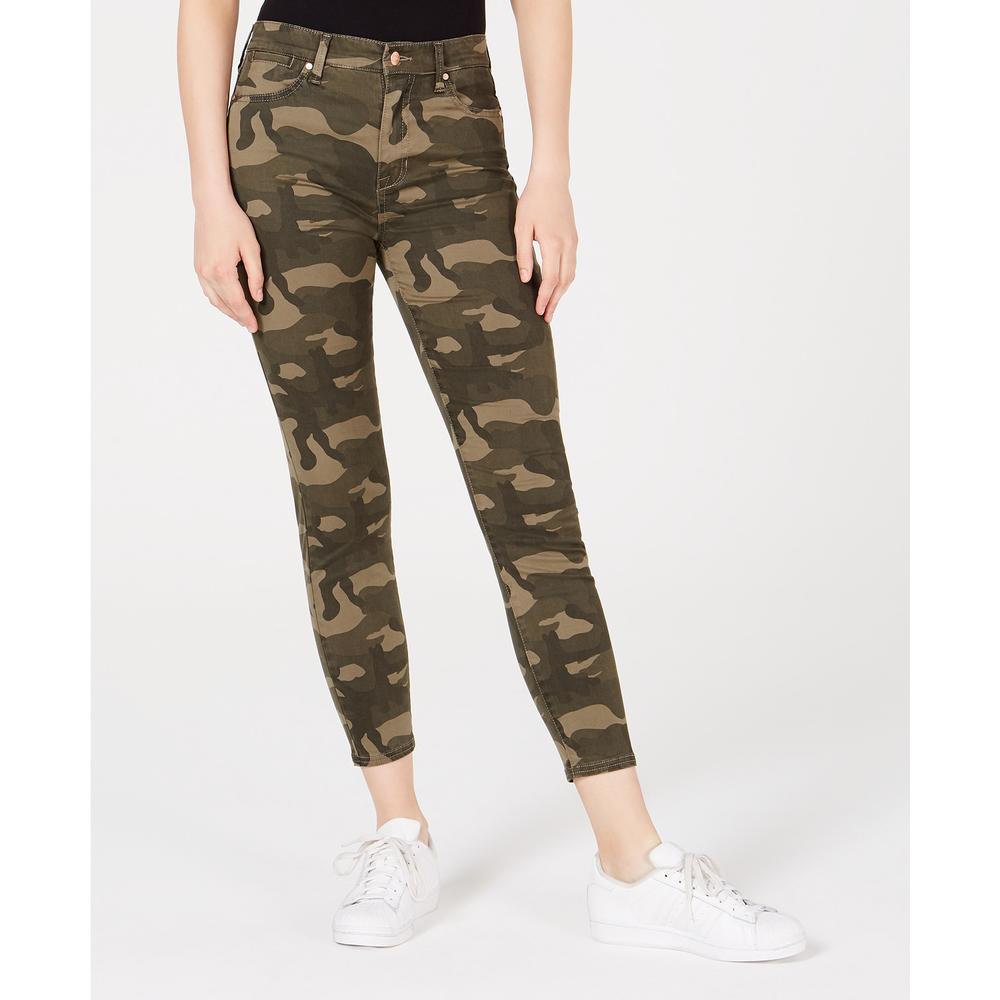 Celebrity Pink Juniors' Camo-Print High-Rise Skinny Jeans Med Green Size 3