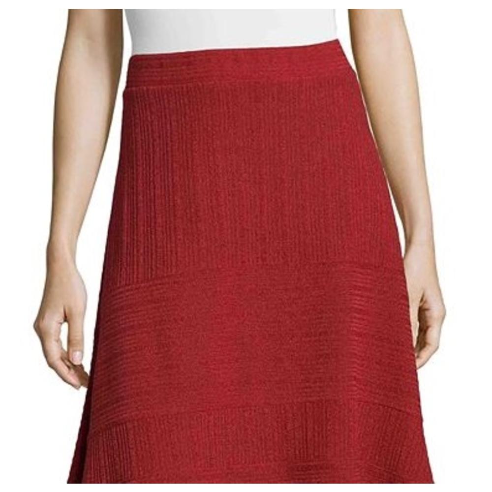 John Paul Richard Women's Handkerchief Hem Textured Skirt Red Size Small