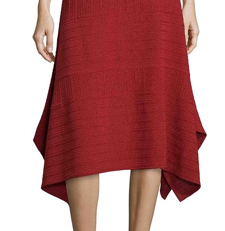 John Paul Richard Women's Handkerchief Hem Textured Skirt Red Size Small