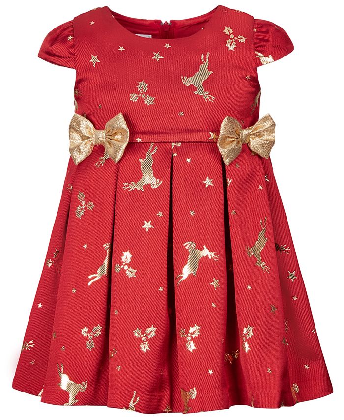 Bonnie Baby Infant Girl's Holiday Christmas Dress Red Size 12MOS