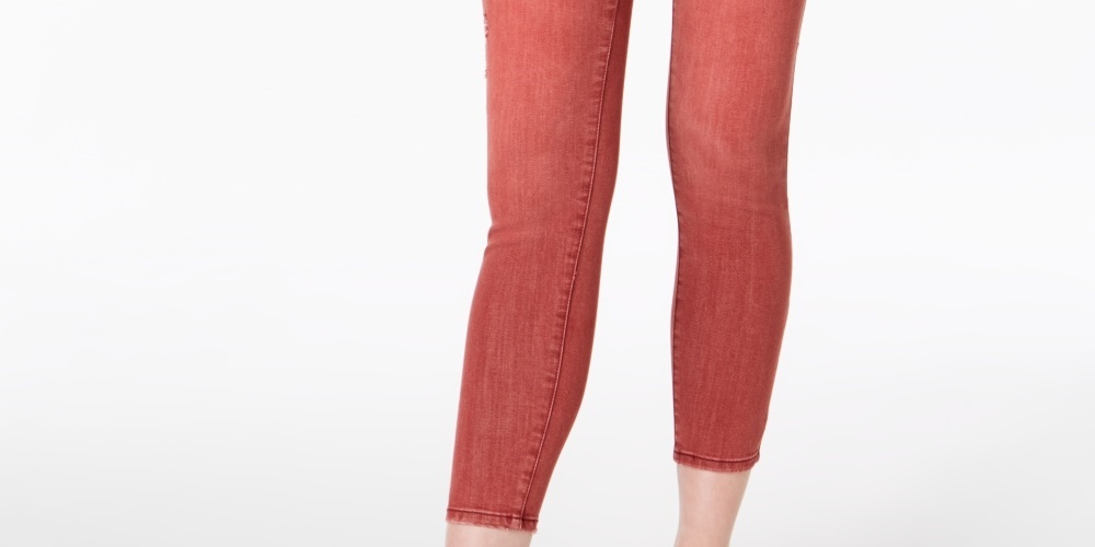 Celebrity Pink Junior's Colored Distressed Skinny Jeans Red Size 7