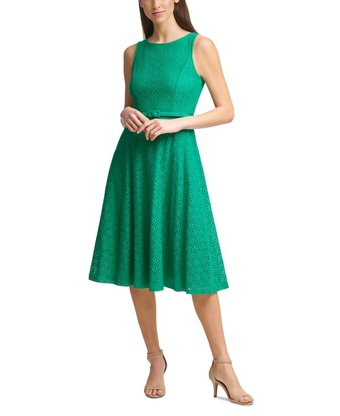 Jessica Carlyle Jessica Howard Women's Below the Knee Fit Flare Dress Green Size 14