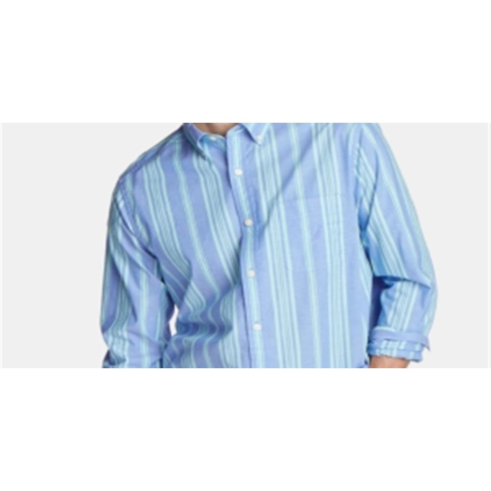 Nautica Blue Women's Button Down Stripe Classic Fit Shirt Blue Size Small